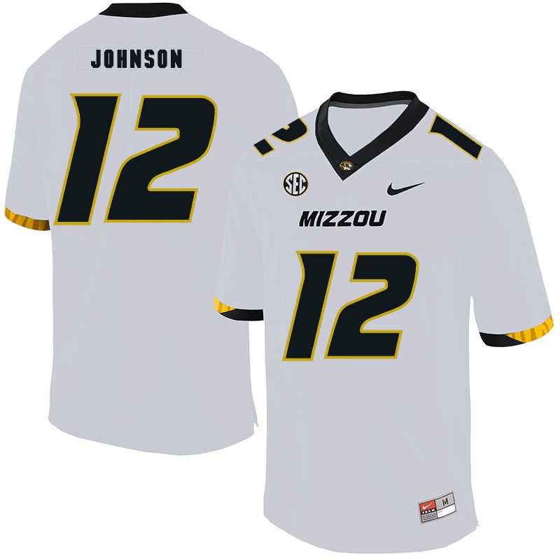 Missouri Tigers #12 Johnathon Johnson White Nike College Football Jersey